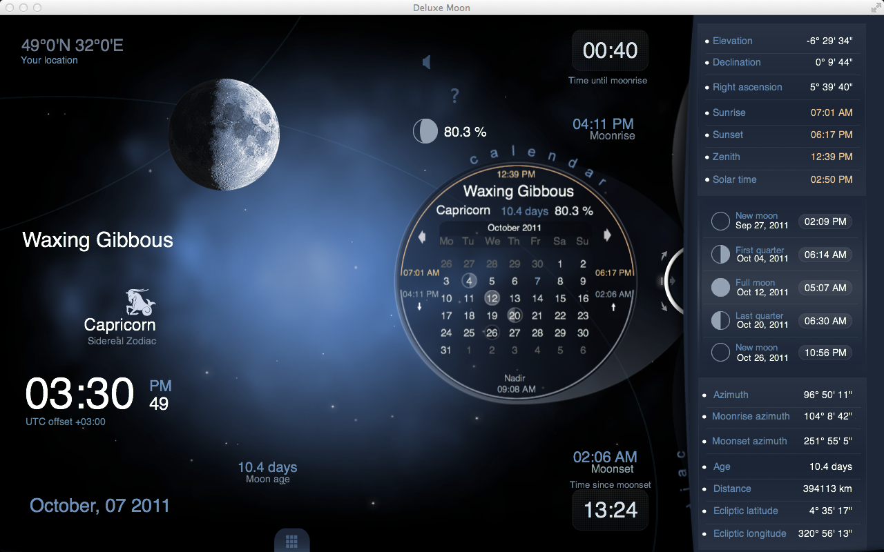 Moon calendar